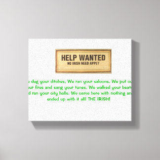 HILFE GEWOLLT, OHNE IRISH, DIE IRISH-EINNAHMEN ANW LEINWANDDRUCK
