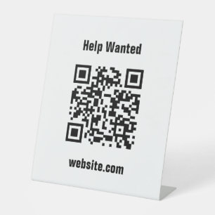 Hilfe Gewollt QR-Code Website Weißes Template Sockelschild