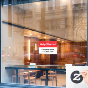 Hilfe Gewollt Red & White Company Name Telefonnumm Fensteraufkleber