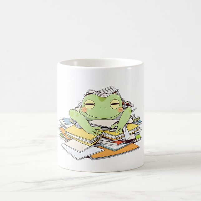 Hilfe senden Frösche in Papierkram begraben Kawaii Kaffeetasse (Mittel)