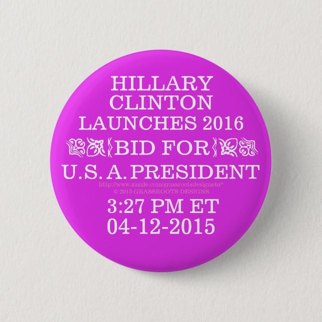 HILFSLAUNCHS BID FÜR PRÄSIDENT 04-12-2015 Buttone Button (Vorderseite)