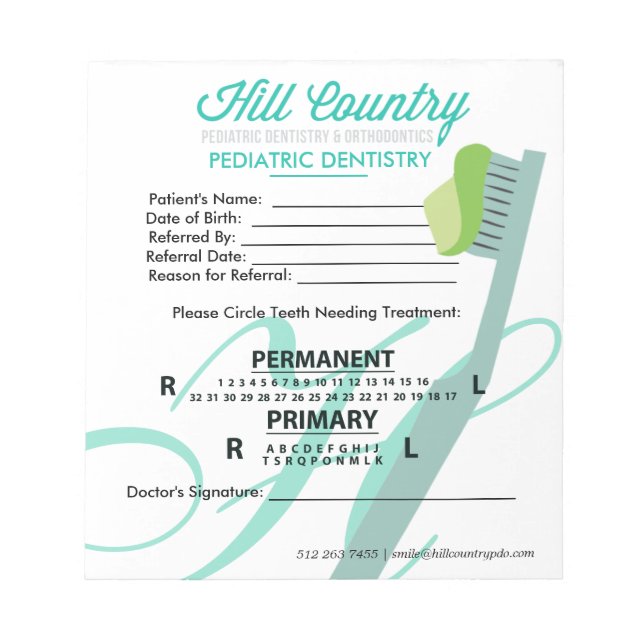 Hill Country g.U.-Zahnbeschwerde Notizblock (Vorderseite)