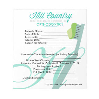 Hill Country GUO Ortho Referral Notizblock
