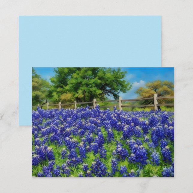 Hill Country Texas Bluebonnet Note Card Set Mitteilungskarte (Vorne/Hinten)