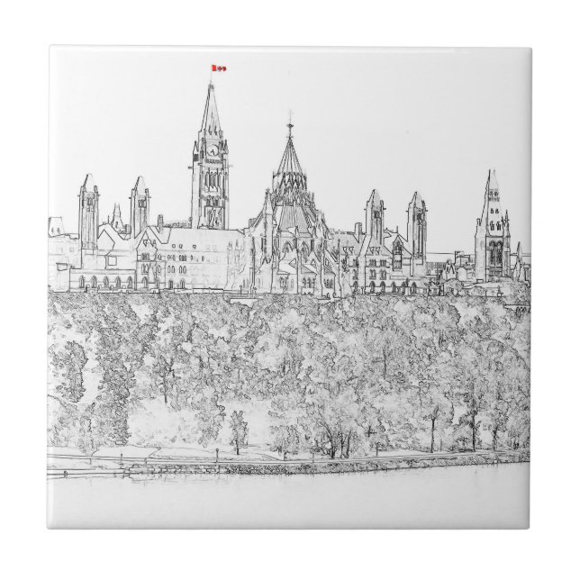 Hill des Parlaments in Ottawa, Ontario, Kanada Fliese (Vorderseite)