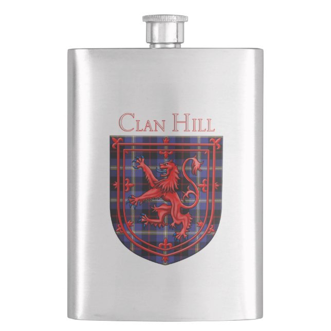 Hill Tartan Scottish Kariert Lion Rampant Flachmann (Vorderseite)