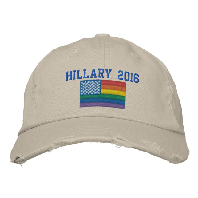 Hillary 2015 Baseball Cap - Gay Flag Design Bestickte Baseballkappe (Vorderseite)