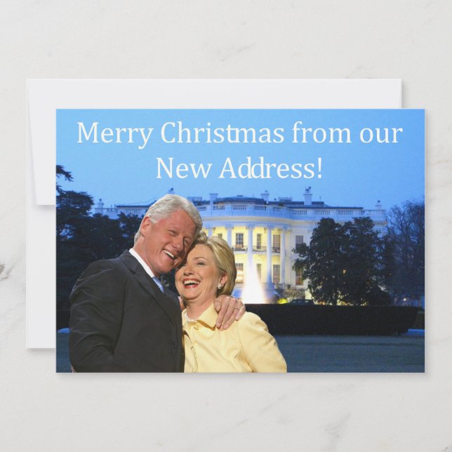 Hillary & Bill Nouvelle carte de Noël avec adresse (Devant)