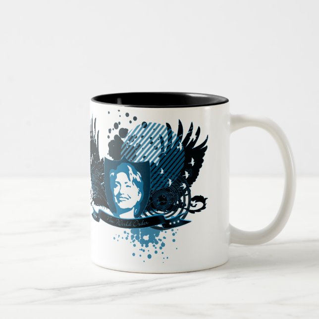 Hillary clinton 08. neue Weltordnung. Zweifarbige Tasse (Rechts)