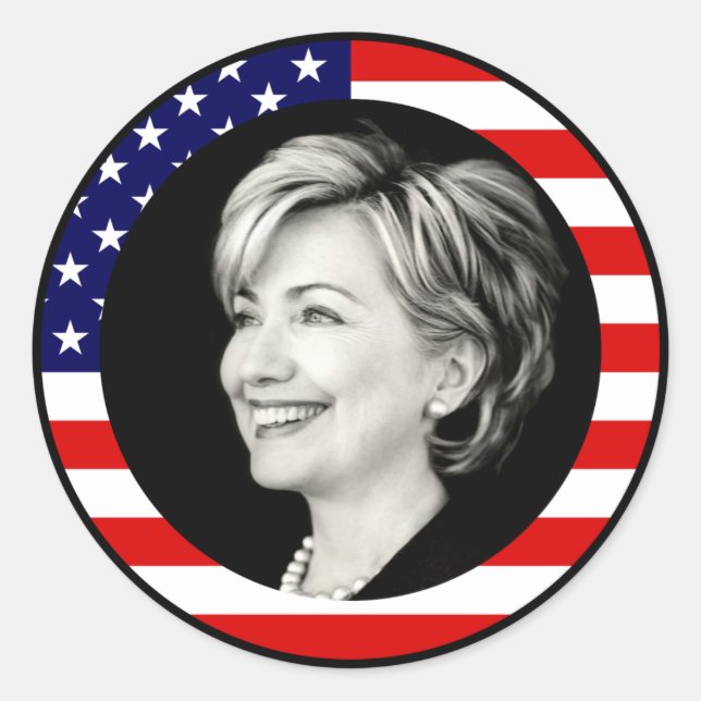 Hillary clinton 08. us flagge. malerisch. runder aufkleber (Vorderseite)