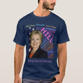 Hillary Clinton, Flag & Gekümmert Words Basic T -  T-Shirt