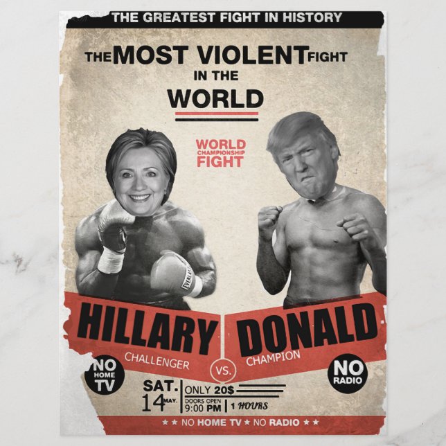 Hillary Clinton gegen Donald Trump 2016 Flyer (Vorne)