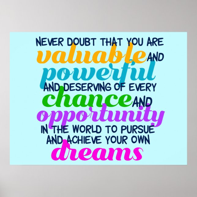Hillary Clinton Inspirational Dreams Quote Poster (Vorne)