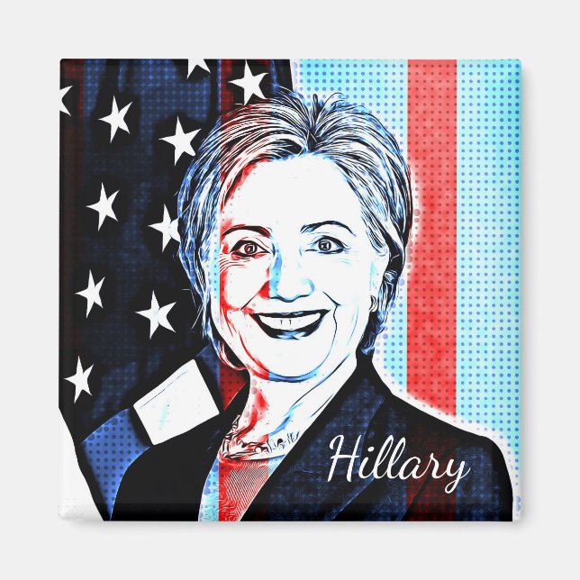 Hillary Clinton Portrait Pop Art Magnet (Vorne)