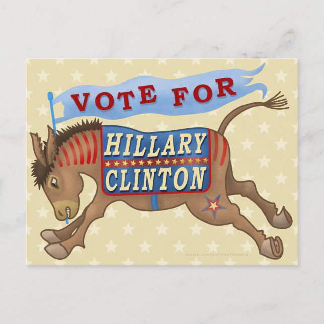 Hillary Clinton Präsident 2016 Demokrat Donkey Postkarte (Vorderseite)