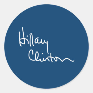Hillary Clinton signieren (Weiß) - .png Runder Aufkleber