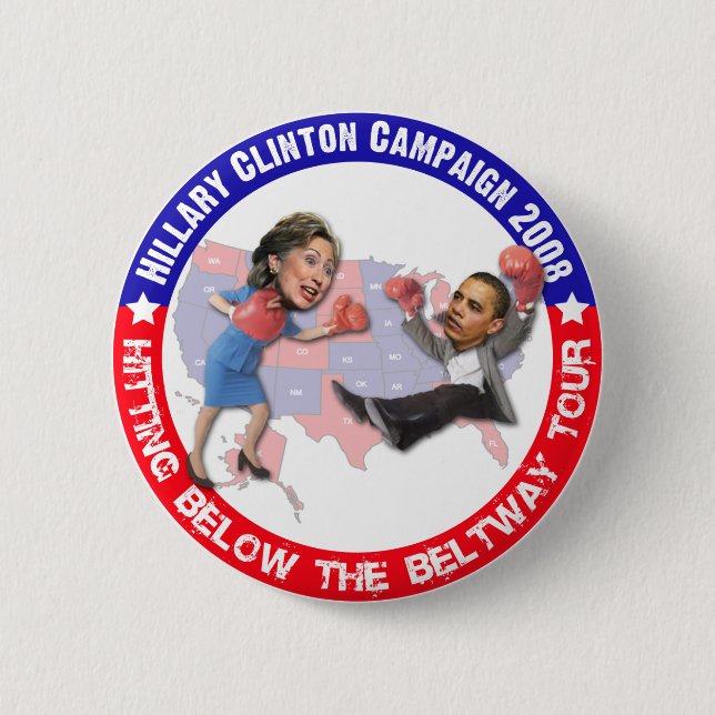 Hillary, der unter dem Umgehungsstraße-Knopf Button (Vorderseite)