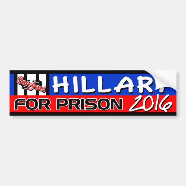 "Hillary für Gefängnis" 2016 Autoaufkleber (Vorne)