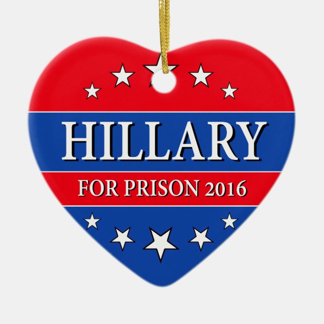 "HILLARY FÜR GEFÄNGNIS 2016 " KERAMIKORNAMENT (Vorne)