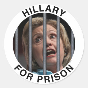 Hillary für Gefängnis Runder Aufkleber