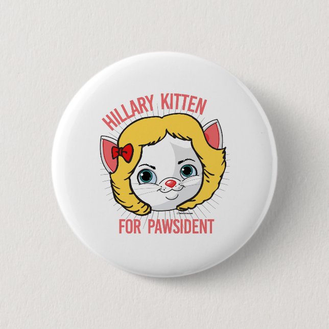 Hillary-Kätzchen für Pawsident Button (Vorderseite)