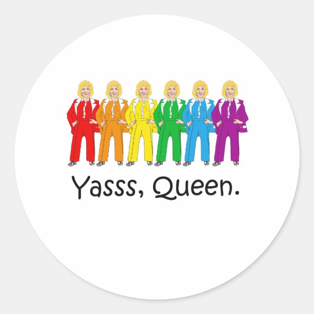 Hillary Pantsuit Pride - Yasss Queen - Runder Aufkleber (Vorderseite)