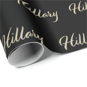 Hillary papier cadeau or blanc écriture manuscrite