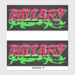 Hillary prénom nom autocollant graffiti sticker