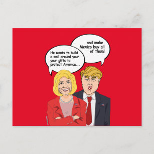 Hillary vs Trump Birthday Card - Eine Wand um dich Postkarte
