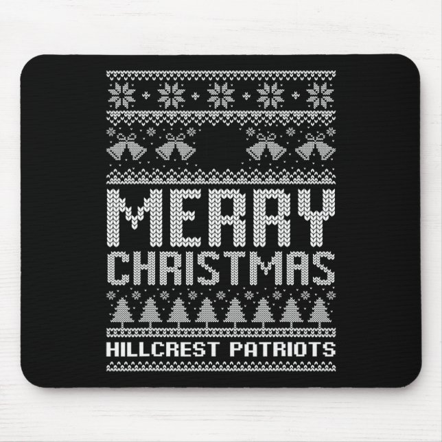 Hillcrest Patriots Logo Frohe Weihnachten Ugly Swe Mousepad (Vorne)