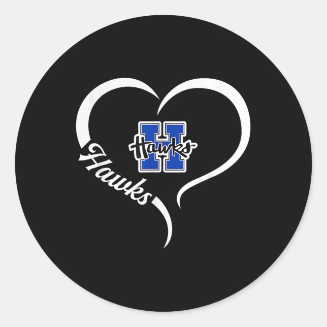 Hillsboro Hawks Logo Halbherz Slogan Hs Runder Aufkleber (Vorderseite)