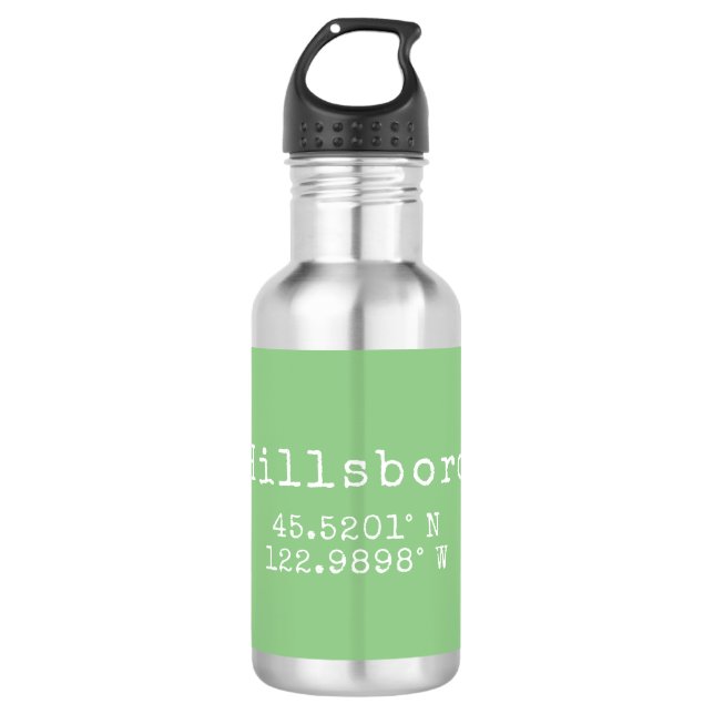 Hillsboro Oregon Latitude Longitude Edelstahlflasche (Vorderseite)