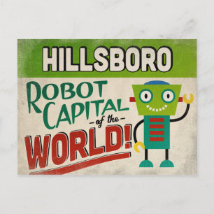 Hillsboro Oregon Roboter - Lustiges Vintage Postkarte