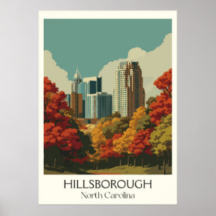 Hillsborough NC Vintag Historisches Städtchen Herb Poster