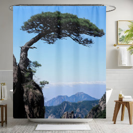 Hillside Ferne Pine Tree Landschaft am Berg Duschvorhang