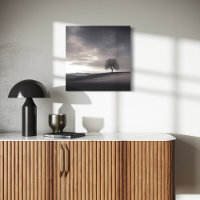 Hillside Landschaft Leinwand, einsamer Baum