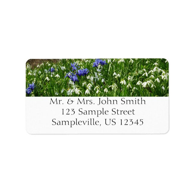 Hillside of Early Spring Flowers Landschaft Adressaufkleber (Vorne)
