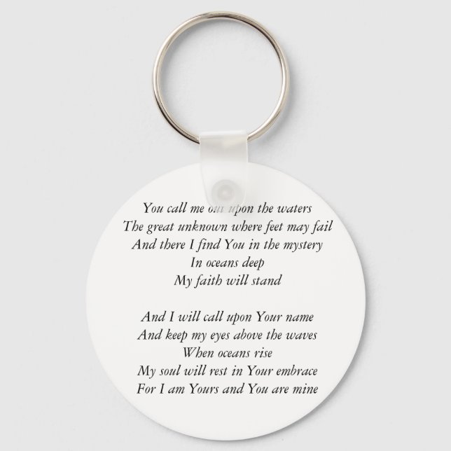 Hillsong United- Oceans lyrics Inspirational Key Schlüsselanhänger (Vorderseite)