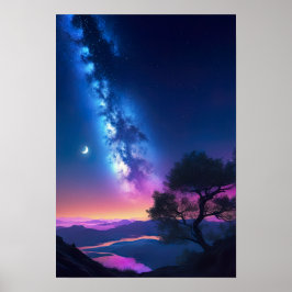 Hilltop Glimpse of the Starry Valley Poster