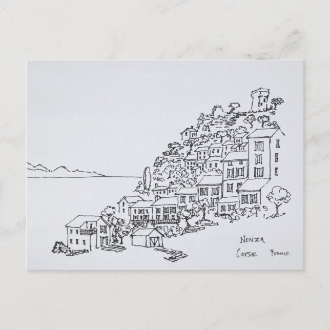 Hilltop Village Nonza | Korsika, Frankreich Postkarte (Vorderseite)