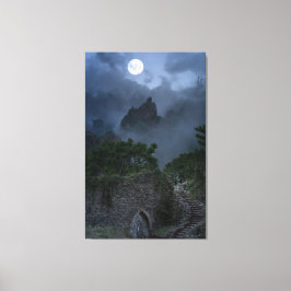 Hilltop Vollmond Fantasy Ruined Castle Leinwanddruck