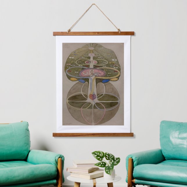 Hilma Af Klint, Baum des Wissens Nr. 1 Abstrakte K Wandteppich Mit Holzrahmen (Wohnzimmer)