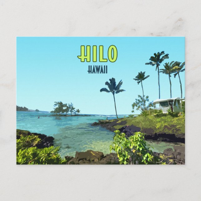 Hilo Big Island Hawaii Beach Vintag Postkarte (Vorderseite)