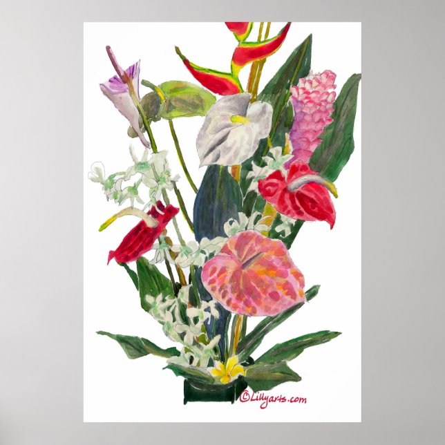Hilo Flowers aquarelle Imprimer et poster (Devant)