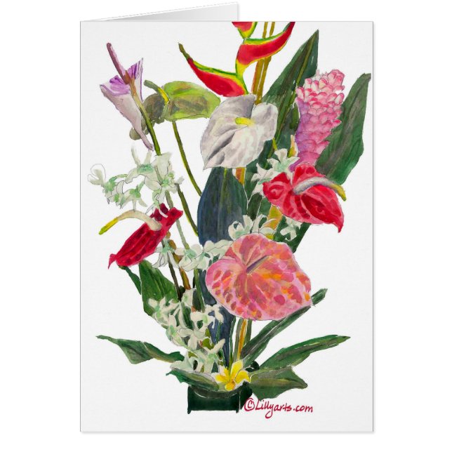 Hilo Hawaii Tropical Blume Aquarell Print Card (Vorne)