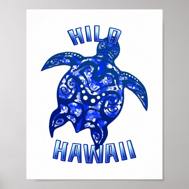 Hilo Hawaii Vacation Tribal Turtle Poster (Vorne)