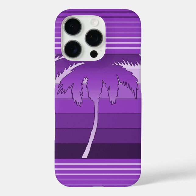 Hilo Hawaiian Palms Lila gestreift iPhone 16 Pro Hülle (Rückseite)