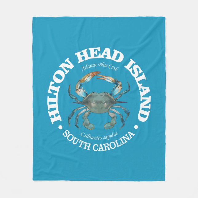 Hilton Head (blaue Krabbe) Fleecedecke (Vorderseite)