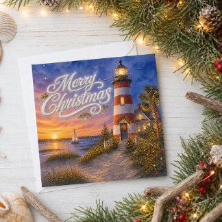Hilton Head Harbour Town Leuchtturm-Weihnachtskart Karte