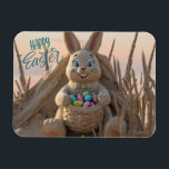 Hilton Head Island Easter Bunny Sand Sculpture Magnet<br><div class="desc">Happy Easter Hilton Head style! The design on this beautiful beach-themed Easter magnet features a detailed sand sculpture of a cheerful Easter bunny holding a basket overflowing with colorful Easter eggs surrounded by Lowcountry sand dunes with its towering sea oats. The early morning calm ocean is in the background. The...</div>